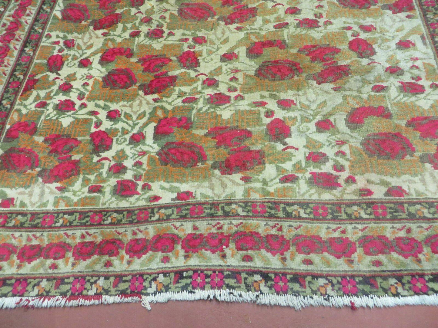 5' X 6' Antique Handmade India Floral Oriental Wool Rug Roses Flowers Traditional Contemporary Design - Nuvé