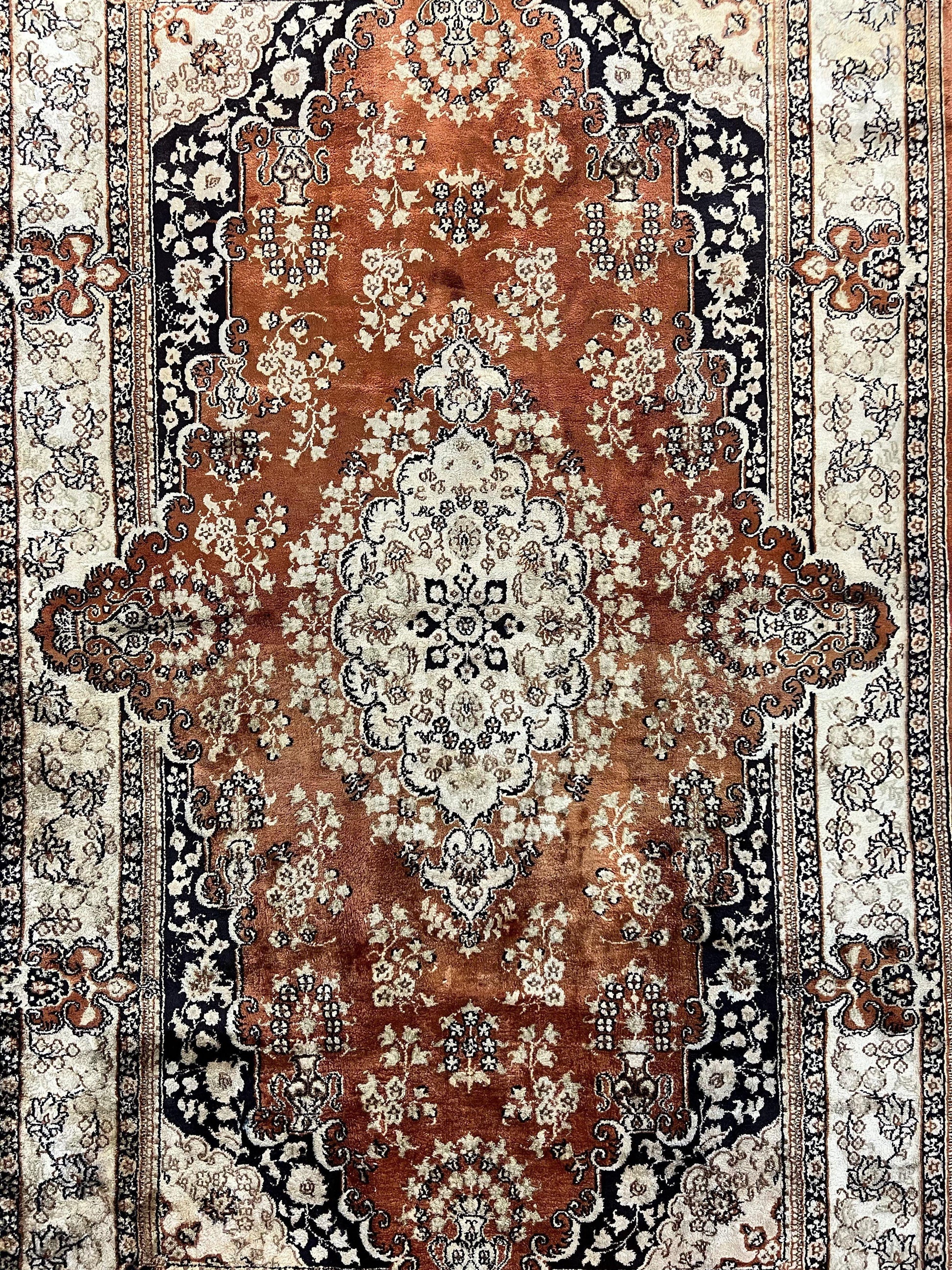 Turkish Silk Rug 3x5, Very Fine 400 KPSI, Floral Medallion, Handmade Hand Knotted Silk on Silk Oriental Carpet - Nuvé