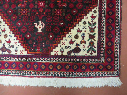 4' X 7' Vintage Handmade Indian Jaipur Rug Bird Carpet - Nuvé