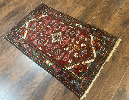 Small Red Persian Tribal Rug 2.6 x 4, Wool Rug, Persian Hamadan Rug - Nuvé