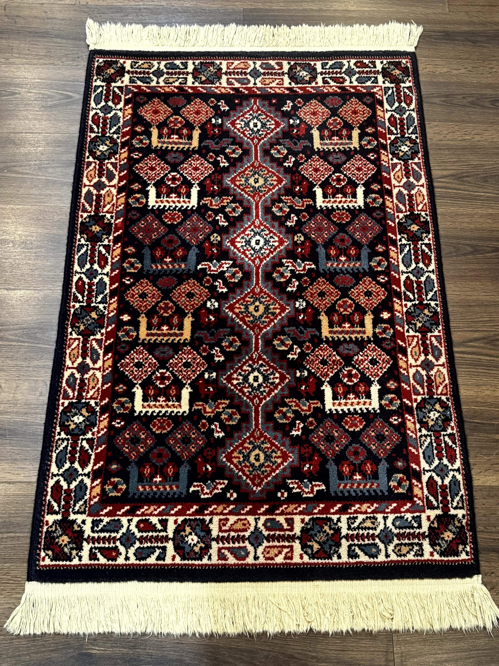 Small Karastan Rug 3x4, Yuruk Collection, Wool, Tribal, Geometric, Navy Blue - Nuvé