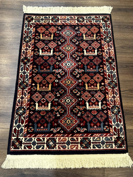 Small Karastan Rug 3x4, Yuruk Collection, Wool, Tribal, Geometric, Navy Blue - Nuvé
