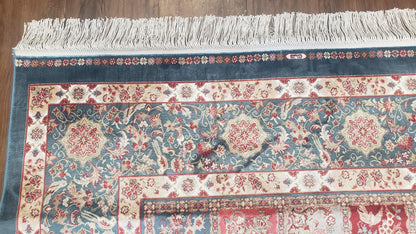Silk Carpet 4x6 Blue, Panel Design, Four Seasons Pattern, Super Fine & Soft, Bamboo Silk, 4 x 6 Oriental Area Rug, High Quality, New Rug - Nuvé