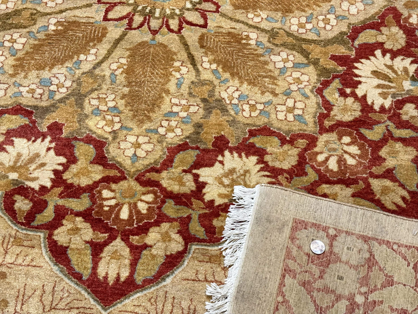 Palace Size Pak Persian Rug 13x17, Haji Jalili Design, Beige and Rust, Wool Hand Knotted, Fine 260 KPSI - Nuvé