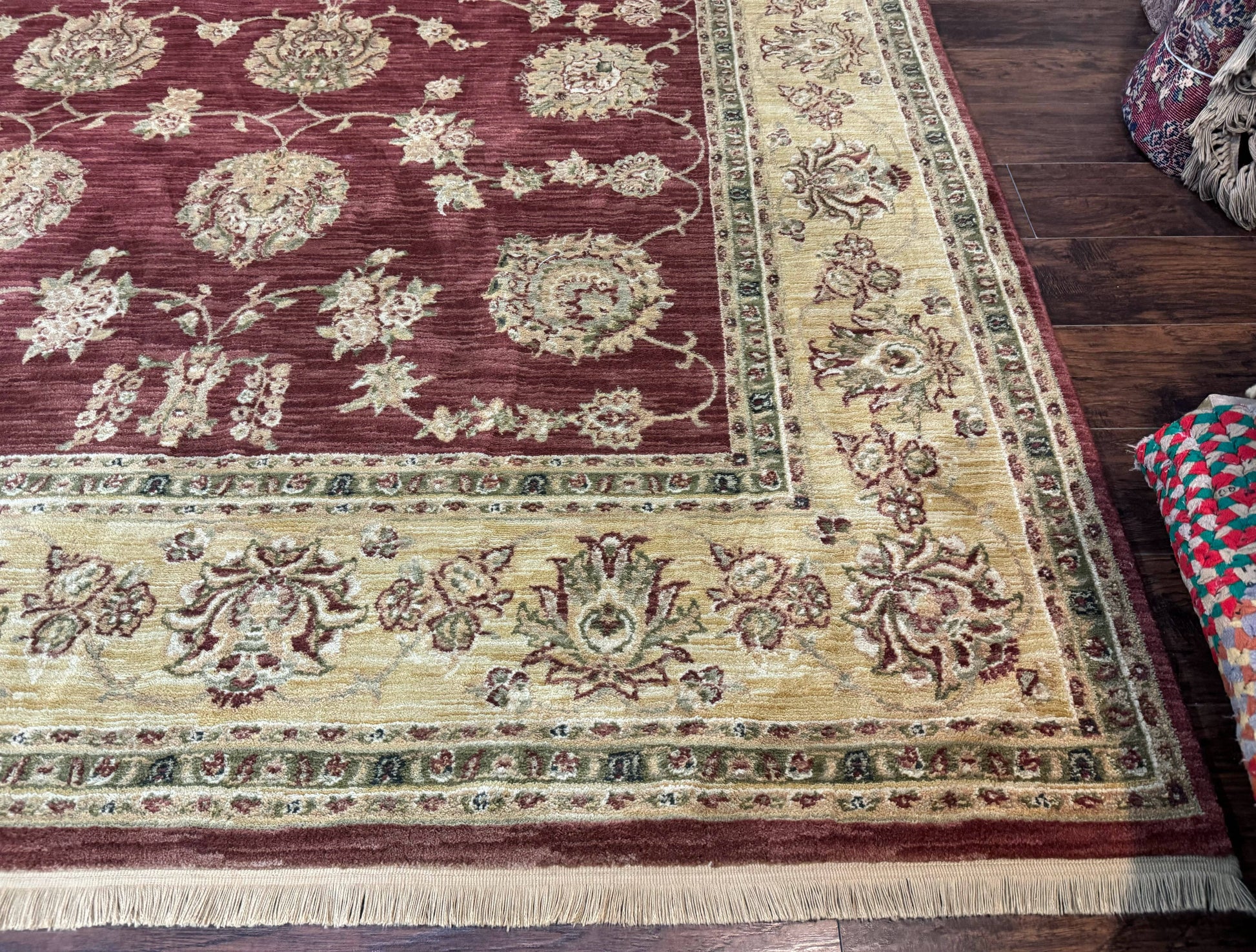 Traditional Wool Oriental Rug 9x13, Large Power Loomed Carpet, Burgundy - Nuvé