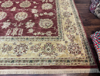 Traditional Wool Oriental Rug 9x13, Large Power Loomed Carpet, Burgundy - Nuvé