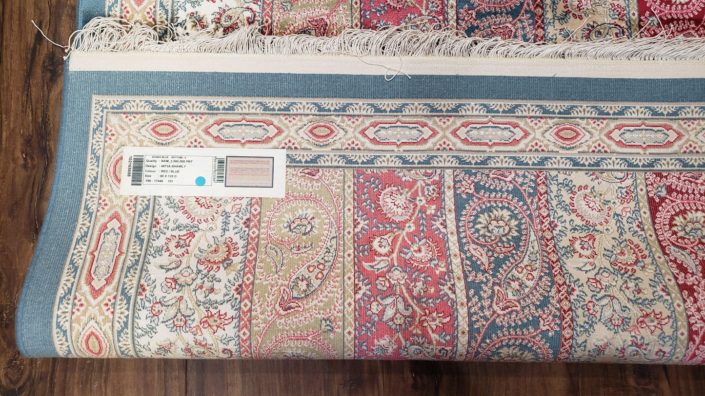 Paisley Pattern Silk Rug, Boteh Design, All Silk Accent Rug, Oriental Carpet, Very Detailed, 2' 8" x 4' 1", New, Bamboo Silk - Nuvé