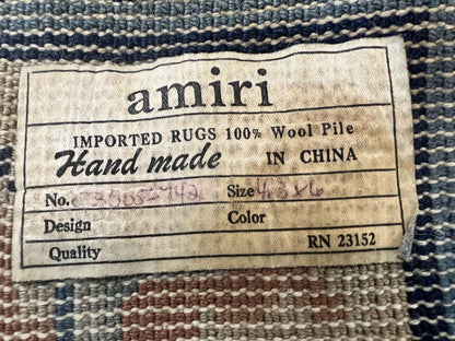 Chinese Peking Rug 4x6, Wool Hand Knotted Handmade Vintage Semi Antique Carpet, Semi Open Field, Light Peach & Navy Blue, Art Deco Rug - Nuvé