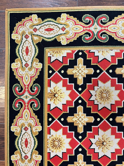 Vintage Runner Rug 3.5 x 14, Long Runner Rug, Stark Custom Made Carpet, European Design, Red Black Ivory Tan, Long Rug for Hallway - Nuvé