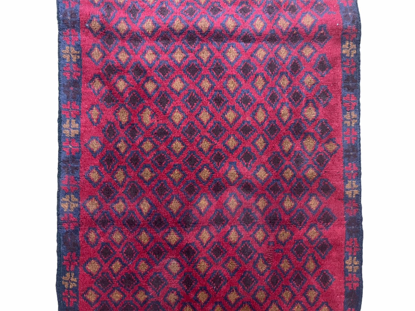 3x5 New Vintage Handmade Tribal Wool Rug Balouch Rug Afghan Rug Red Blue Diamond - Nuvé
