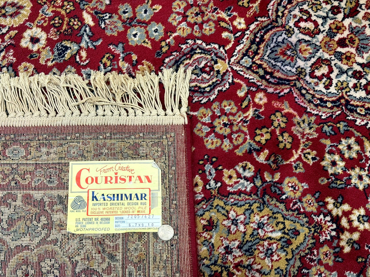 Persian Wool Rug 7x10, Couristan Carpet, Belgium Power Loomed Rug, Red, Floral, Traditional - Nuvé