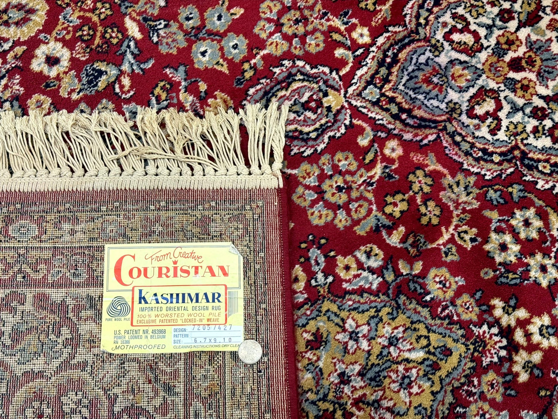 Persian Wool Rug 7x10, Couristan Carpet, Belgium Power Loomed Rug, Red, Floral, Traditional - Nuvé