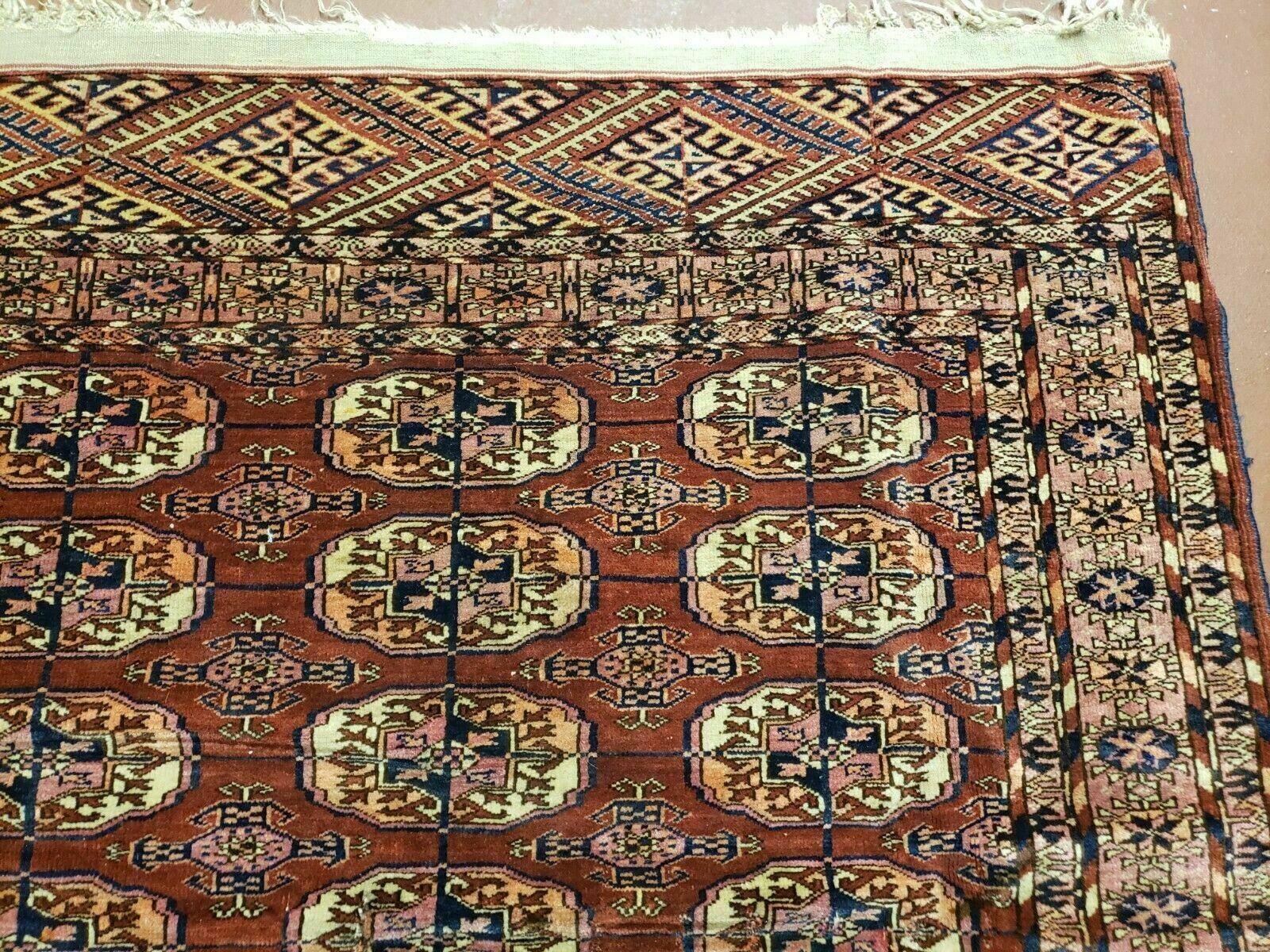 4' X 4' Antique Handmade Turkoman Bokhara Balouch Woven Wool Rug Brick Red Nice - Nuvé