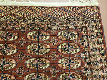 4' X 4' Antique Handmade Turkoman Bokhara Balouch Woven Wool Rug Brick Red Nice - Nuvé