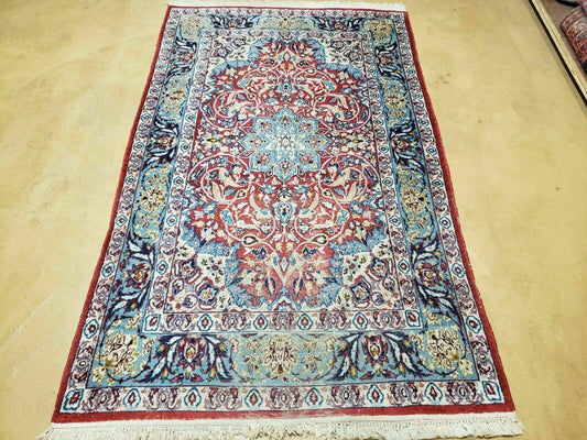 3' 5" X 5' 8" Vintage Handmade Turkish Wool Rug Carpet Vegetable Dyes Nice Red - Nuvé