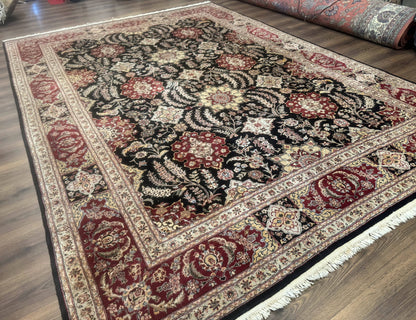 Sino Persian Rug 9x12, Black & Maroon, Wool and Silk, Allover Pattern - Nuvé