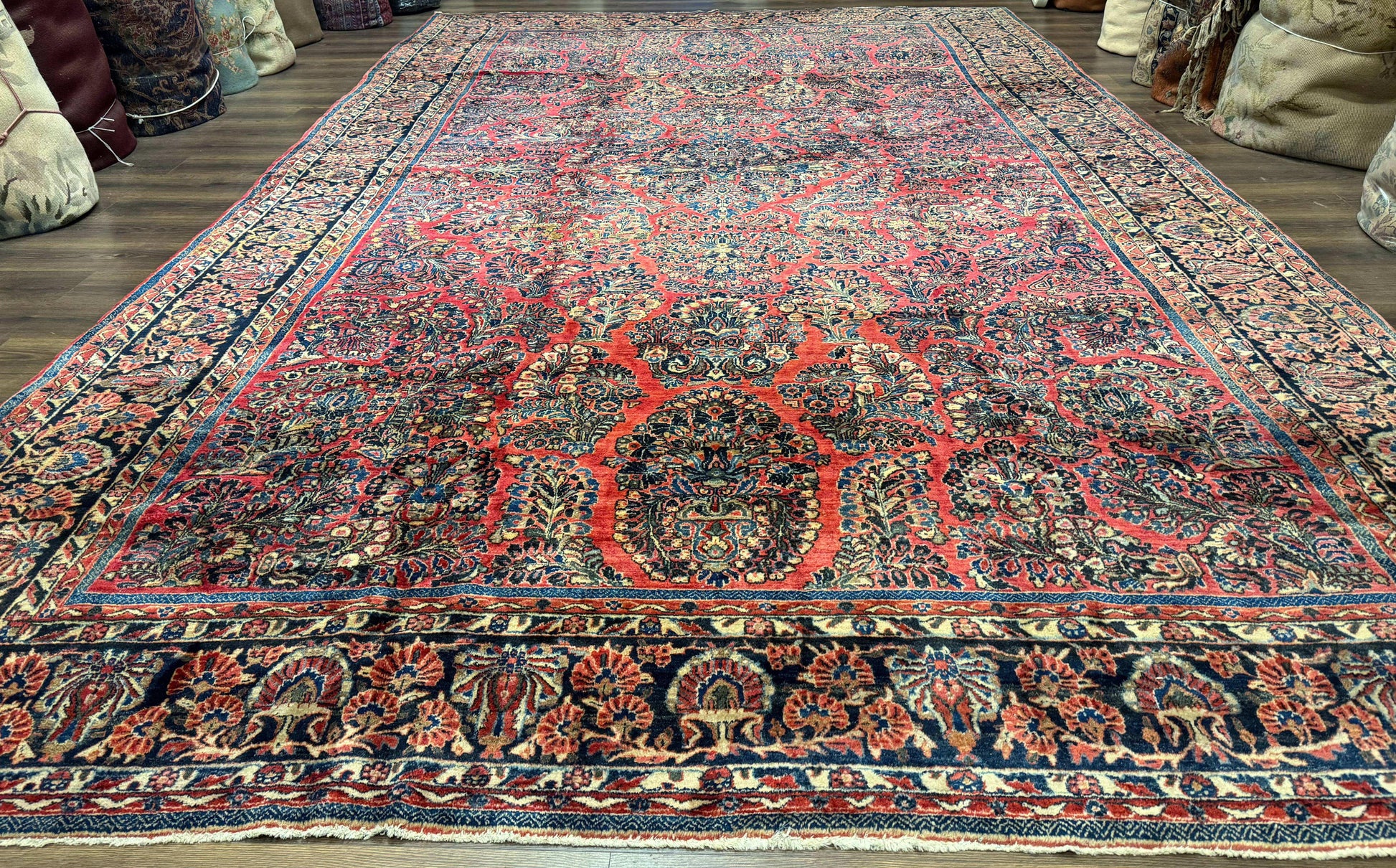 Palace Size Persian Sarouk Rug 10x16, Rare Size, Red, Large Antique Persian Carpet - Nuvé