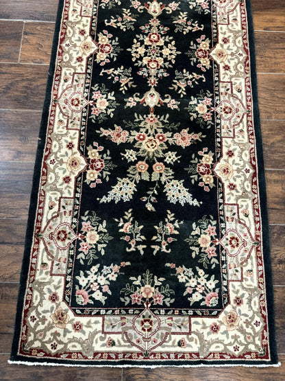Long Pak Persian Runner Rug 2.7 x 21, Floral Allover, Dark Green and Beige, Handmade Wool Runner Rug, 21ft Runner for Hallway - Nuvé
