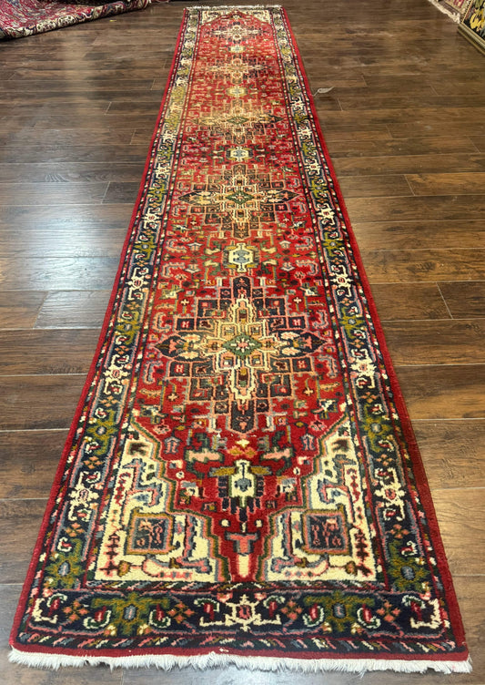 Indo Persian Heriz Runner Rug 3 x 17, Geometric Long Runner Carpet for Hallway, Medallions, Wool Runner Rug 3x17 - Nuvé