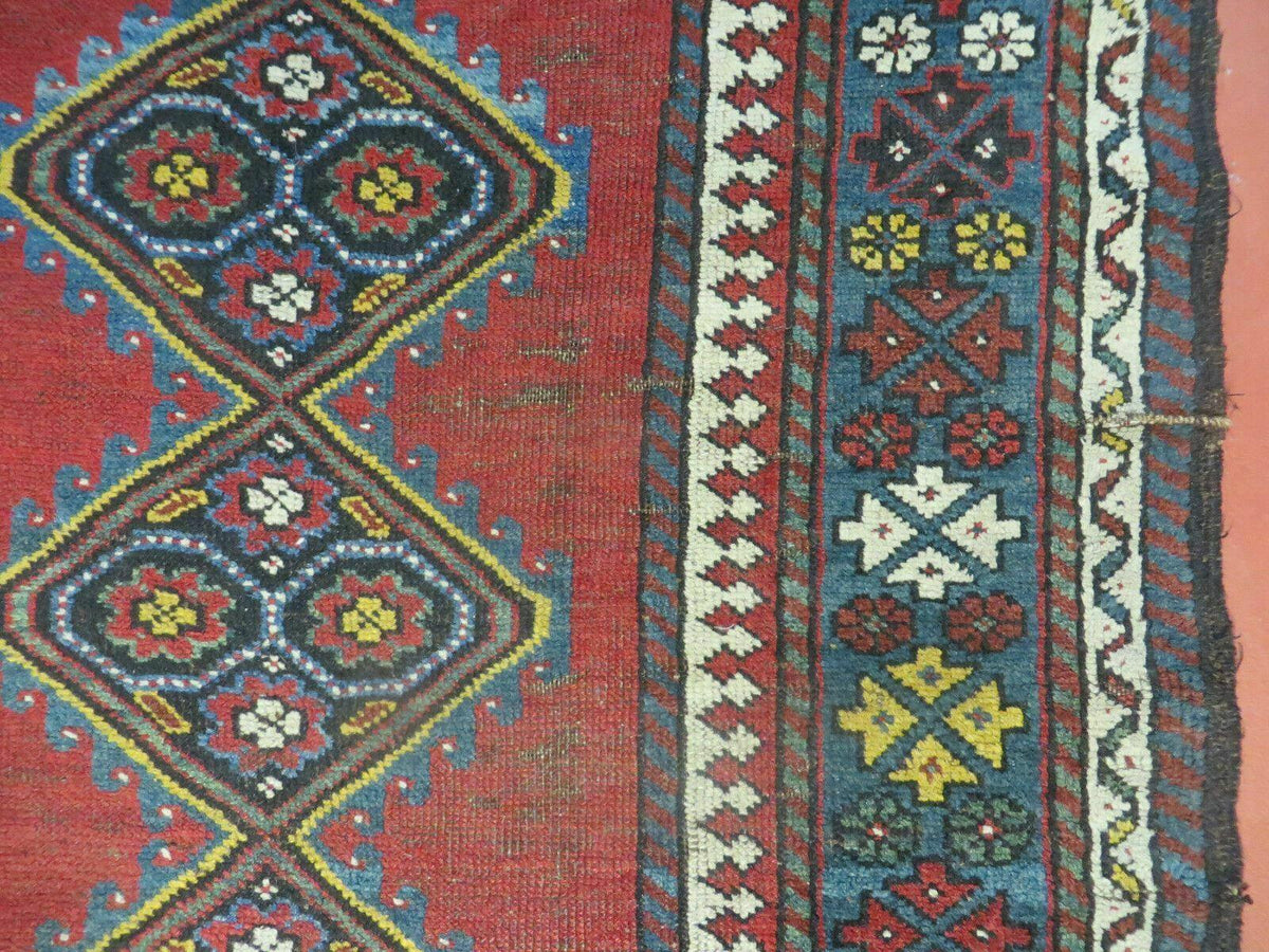 3' X 6' Antique 1920s Handmade Caucasian Karabagh Ganjeh Talesh Wool Rug Nice
