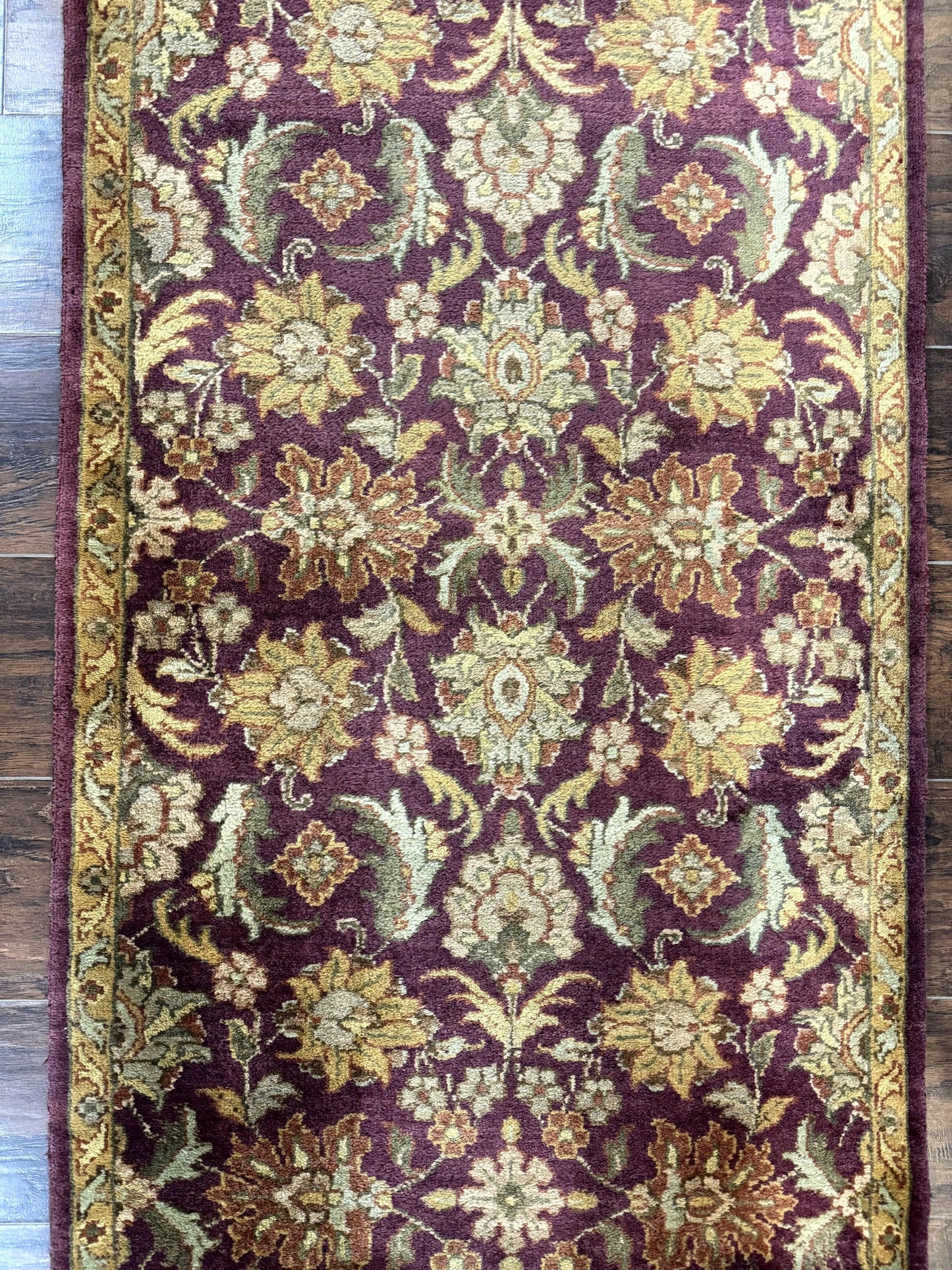 Indian Agra Runner Rug 2.6 x 17.5, Long Runner Rug for Hallway, Floral Handmade - Nuvé