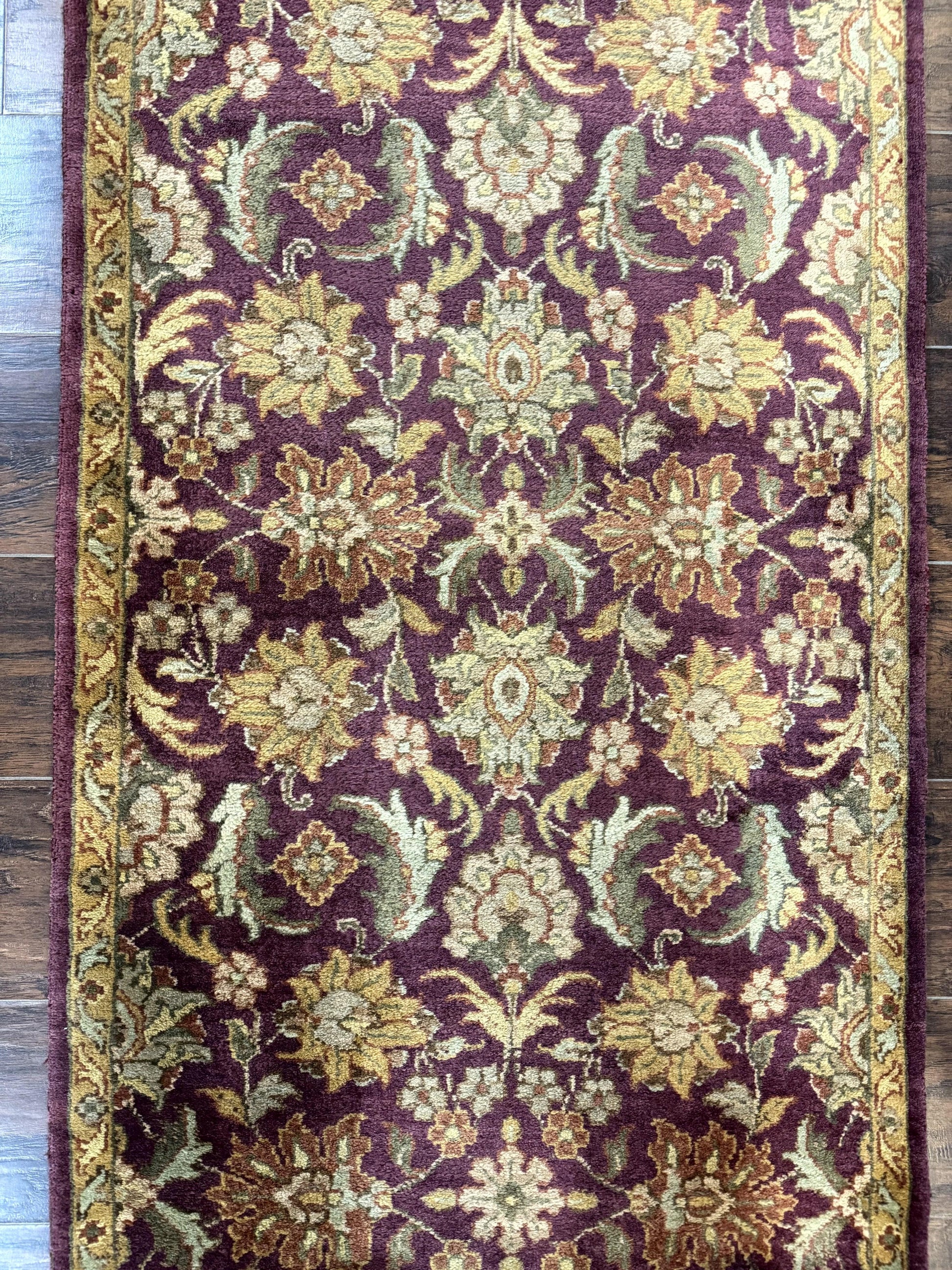 Indian Agra Runner Rug 2.6 x 17.5, Long Runner Rug for Hallway, Floral Handmade - Nuvé