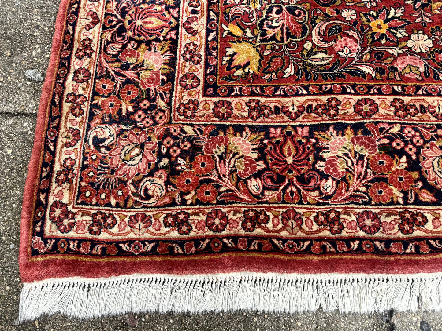Large Antique Persian Sarouk Rug 11x18, Red, Floral Allover, Palace Size Wool Handmade Carpet - Nuvé