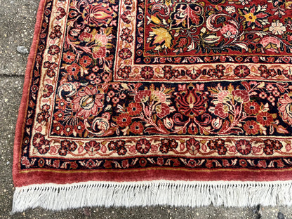 Large Antique Persian Sarouk Rug 11x18, Red, Floral Allover, Palace Size Wool Handmade Carpet - Nuvé