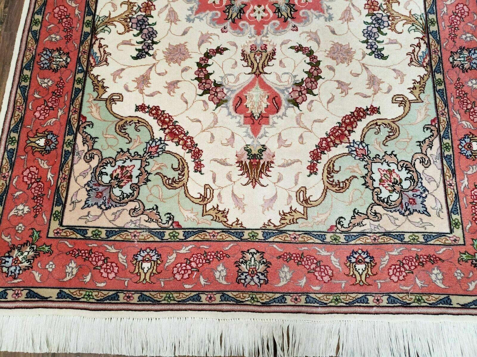 3' 4" X 5' Vintage Handmade Ultra Fine Floral Oriental Turkish Rug Carpet Wow - Nuvé