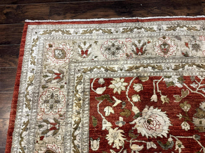 Pakistani Peshawar Rug 10x13, Burnt Orange, Large Handmade Wool Carpet
