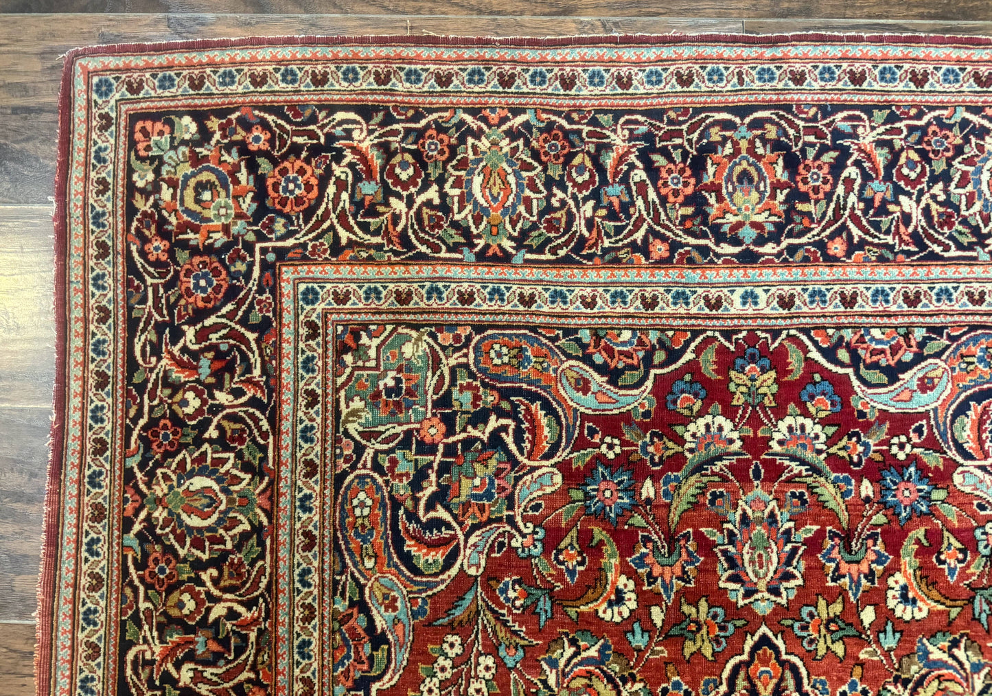 Persian Kashan Rug 4x7, Red, Floral Medallion, Vintage, Wool - Nuvé