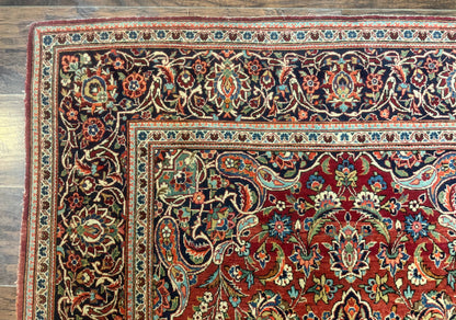 Persian Kashan Rug 4x7, Red, Floral Medallion, Vintage, Wool - Nuvé