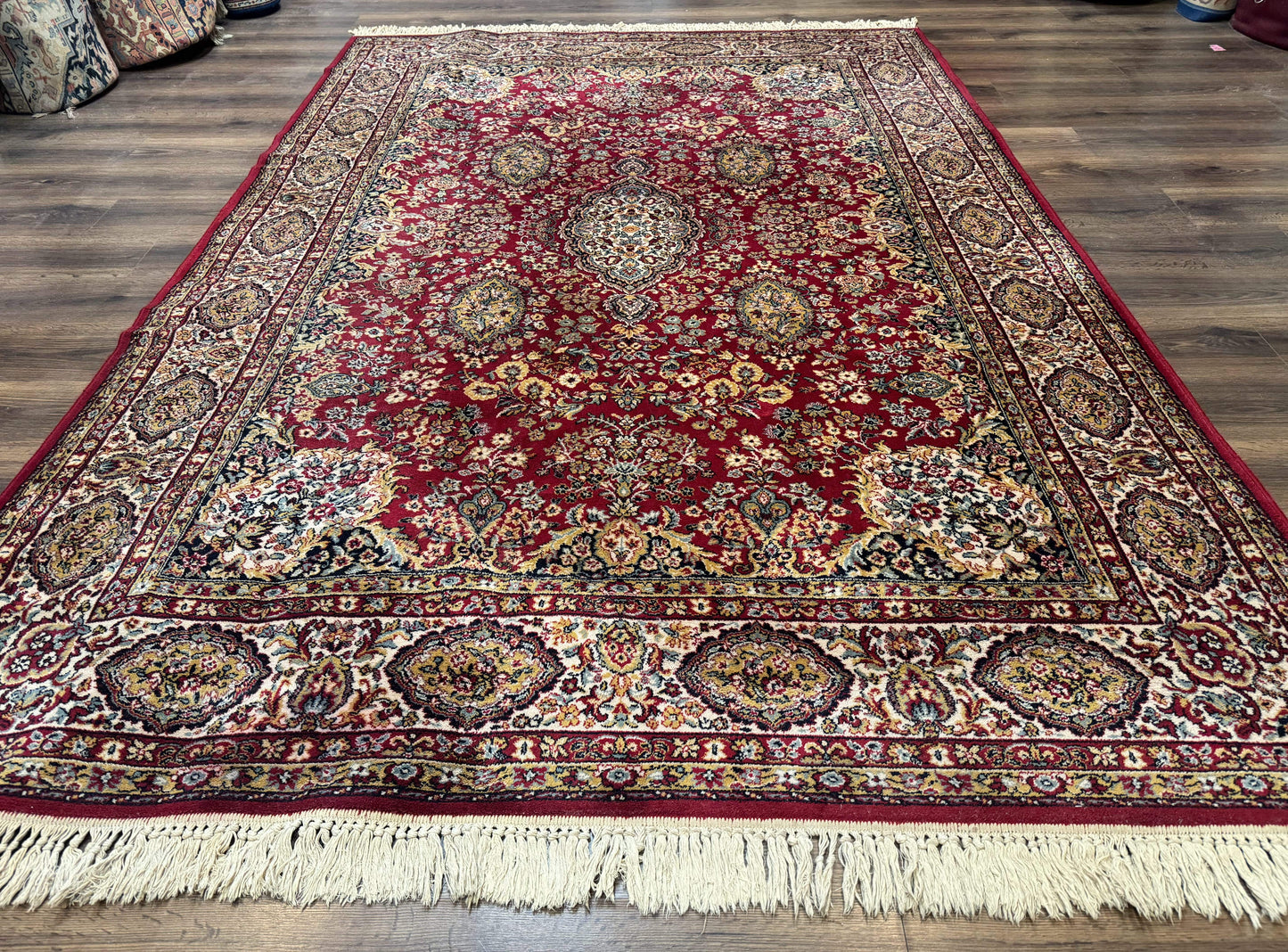 Persian Wool Rug 7x10, Couristan Carpet, Belgium Power Loomed Rug, Red, Floral, Traditional - Nuvé