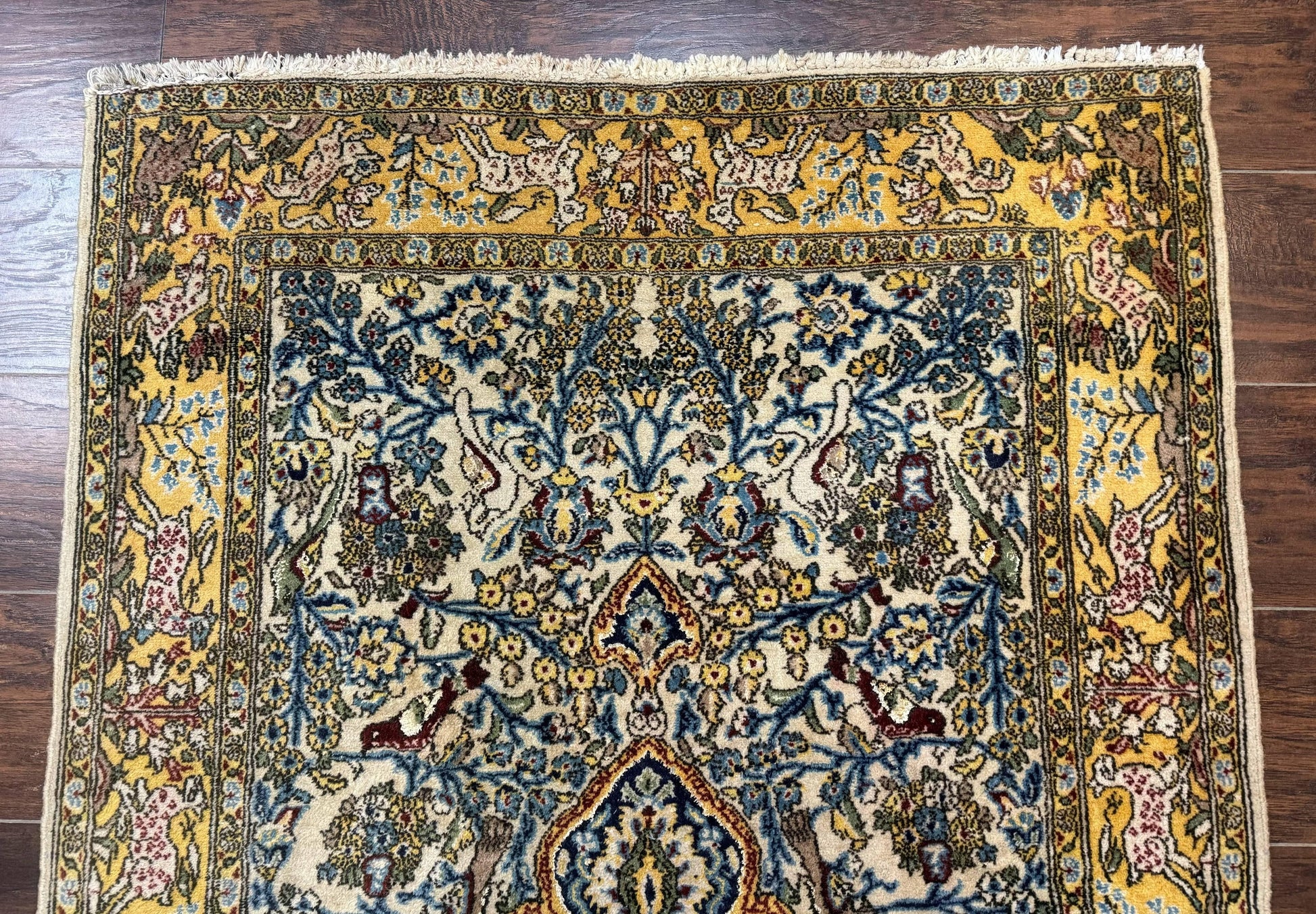 Persian Qum Tree of Life Rug 3.5 x 5.5, Animal Pictorials, Kork Wool with Silk Highlights - Nuvé