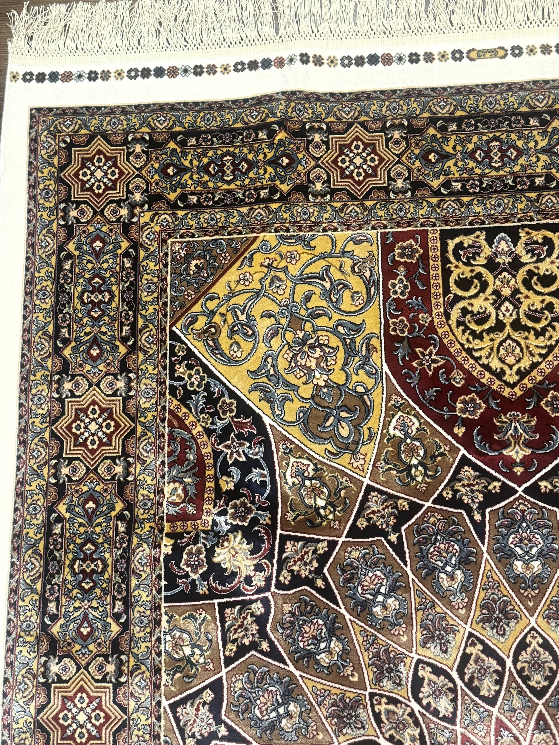 Turkish Silk Rug 4x6, Dome Design, Memluk Carpet, Bamboo Silk, New - Nuvé