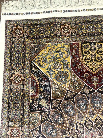 Turkish Silk Rug 4x6, Dome Design, Memluk Carpet, Bamboo Silk, New - Nuvé