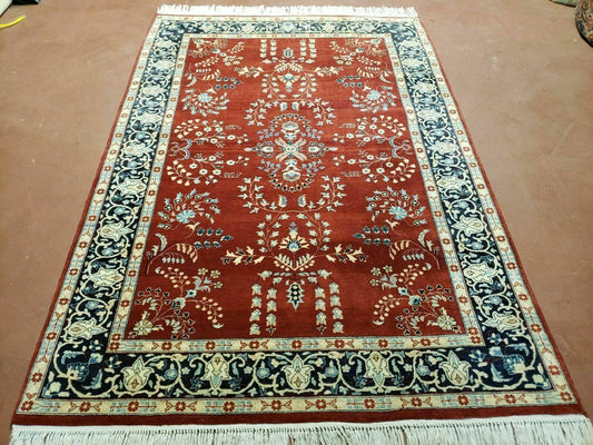 4' X 6' Vintage Handmade Pakistani Rug Highly Detailed Red - Nuvé