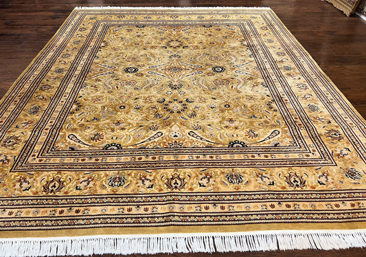 Pak Persian Rug 8x10, Wool Hand Knotted Vintage Carpet, Safavieh Rug, Gold Tan, 270 KPSI - Nuvé