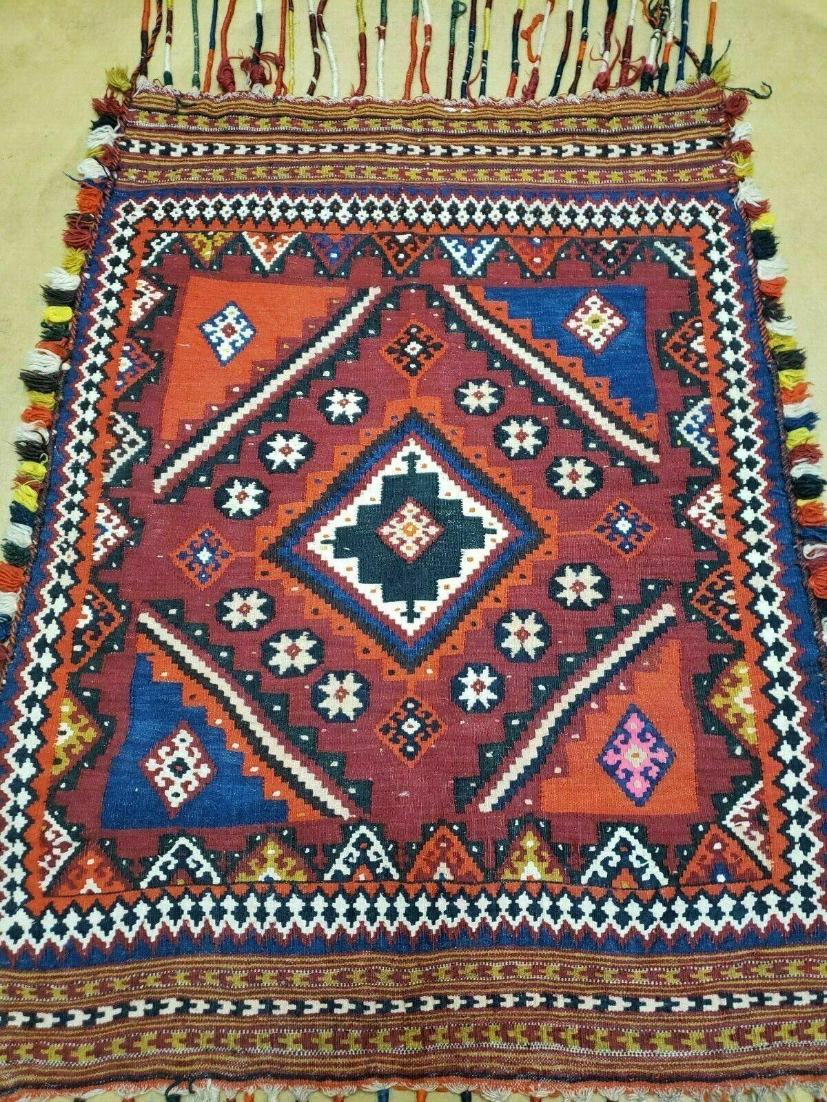 3' X 4' Antique Handmade Turkish Wool Kilim Rug Decorative Seat Cover - Nuvé