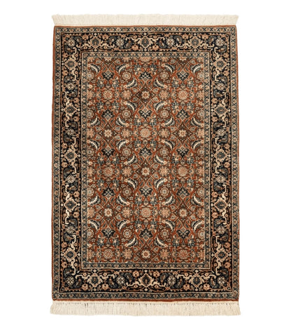 Indo Persian Bijar Rug 3x5, Red and Navy Blue, Allover Pattern, Fine Hand Knotted Wool Carpet