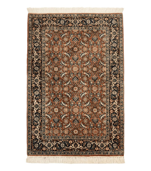 Indo Persian Bijar Rug 3x5, Red and Navy Blue, Allover Pattern, Fine Hand Knotted Wool Carpet