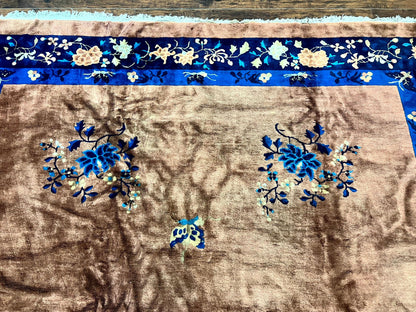 Antique Chinese Wool Rug 9x12, Large Peking Carpet, Handmade, Nichols Rug - Nuvé