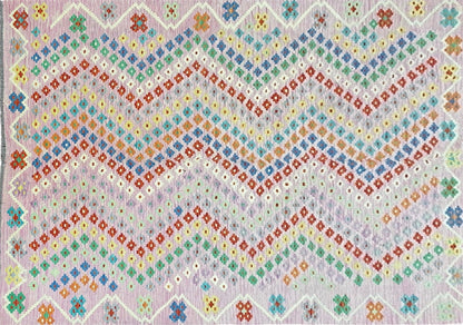 Pink Kilim Rug 6x8 Colorful Turkish Kilim Rug 6 x 8 Flat Weave Kilim Playful Kilim Multicolor Anatolian Chobi New Kilim - Nuvé