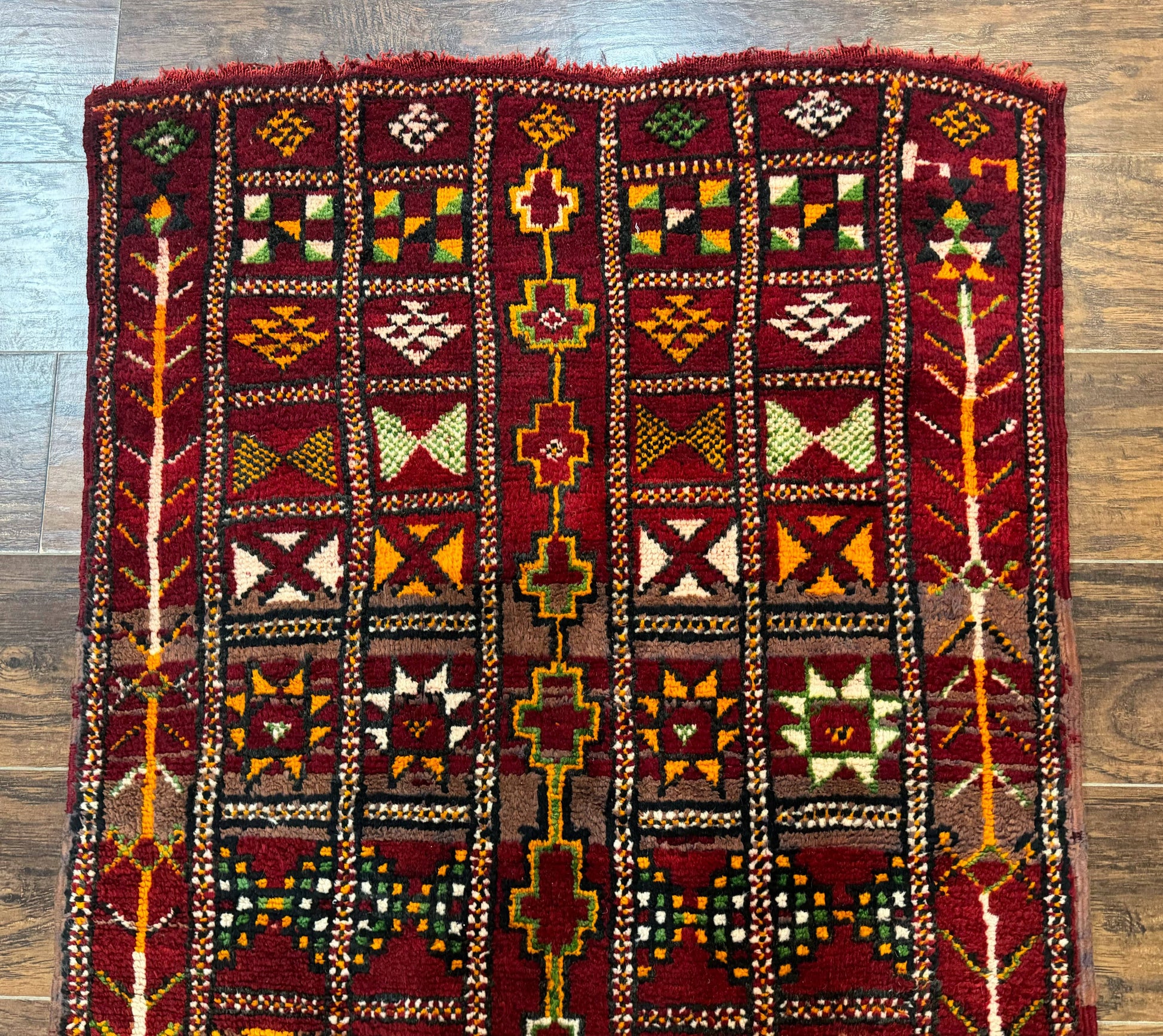 Moroccan Berber Tribal Rug 3x5, Geometric Area Rug, Red Orange Brown - Nuvé