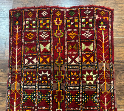 Moroccan Berber Tribal Rug 3x5, Geometric Area Rug, Red Orange Brown - Nuvé