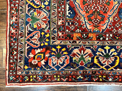 Large Persian Bakhtiari Rug 10x14, Rare Perisan Tribal Rug, Red Blue Ivory Multicolor, Hand Knotted, Semi Antique Carpet - Nuvé