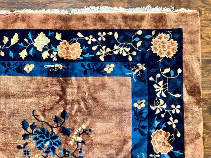 Antique Chinese Wool Rug 9x12, Large Peking Carpet, Handmade, Nichols Rug - Nuvé