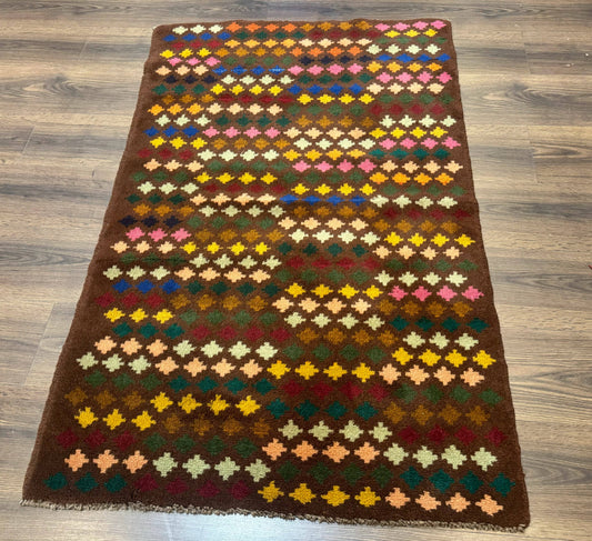Afghan Balouch Rug 3x5 Multicolor Vintage Handmade Wool Carpet - Nuvé