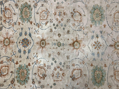 Turkish Oushak Rug 9x10, Farmhouse Rug, Beige & Light Blue - Nuvé