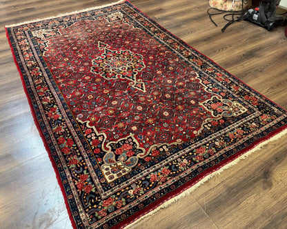 Antique Persian Rug 5x7, Red, Fine 260 KPSI, Bidjar Carpet - Nuvé